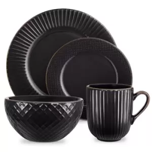 Image of Tower Stoneware 16 Piece Empire Dinner Set - Black