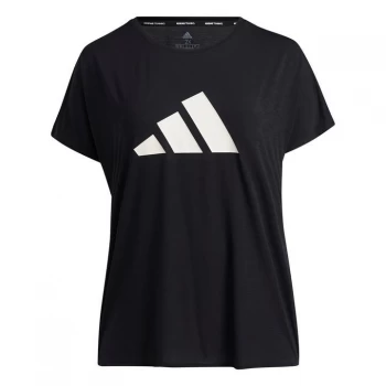 Image of adidas 3-Stripes Training T-Shirt (Plus Size) Womens - Black / White