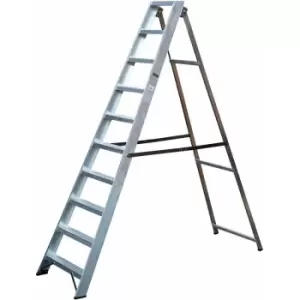 Image of Loops - 2.2m Aluminium Swingback Step Ladders 10 Tread Professional Lightweight Steps