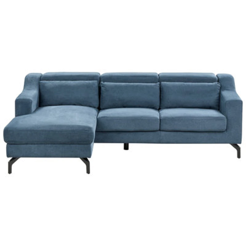 Image of Beliani Corner Sofa 4 Seater Glosli Chenille Blue Right Hand