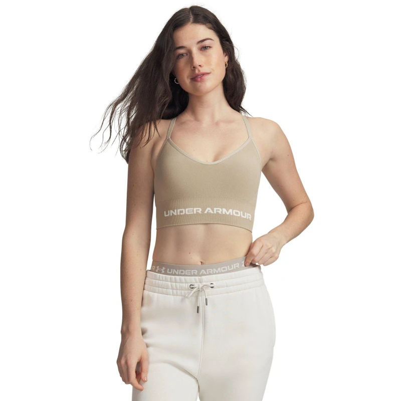 Image of Under Armour Womens Vanish Seamless Low Impact Sports Bra City Khaki/Whit female 8 (XS)