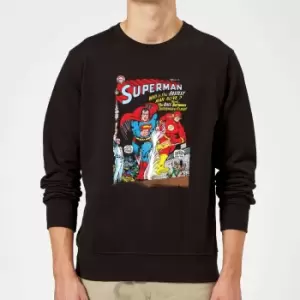 Image of Justice League Who Is The Fastest Man Alive Cover Sweatshirt - Black - M - Black