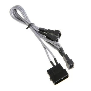 Image of BitFenix Alchemy Molex to 3pin x3 Fan adaptor 5V 20cm - Grey/Silver