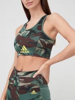 Image of Adidas Medium Support Camo Believe This Bra - Khaki