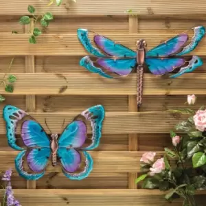Image of Garden Gear Metal/Glass Butterfly Wall Art - Blue/Purple