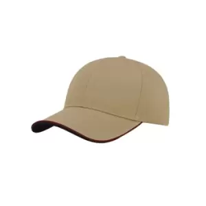 Image of Atlantis Zoom Piping Sandwich Sports 6 Panel Contrast Baseball Cap (One Size) (Khaki)