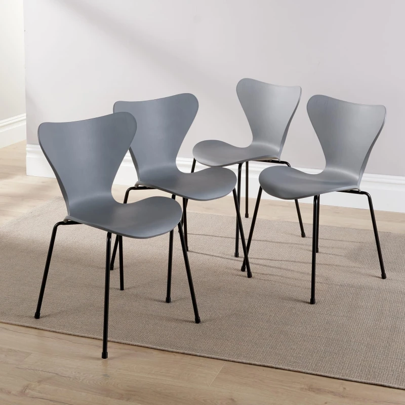 Image of Home Source Set 4 Penny Dining Chairs Grey