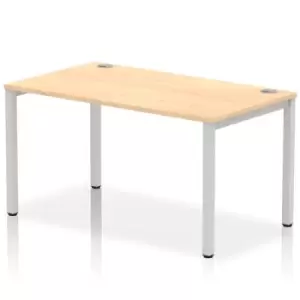 Image of Impulse Bench Single Row 1400 Silver Frame Office Bench Desk Maple