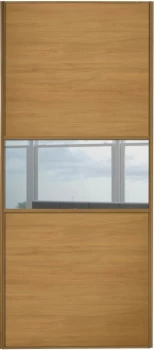 Image of Wickes Sliding Wardrobe Door Fineline Oak Panel and Mirror - 2220 x 914mm