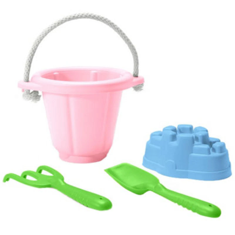 Image of Green Toys 4 Piece Sand Play Set - Pink Bucket Pink unisex