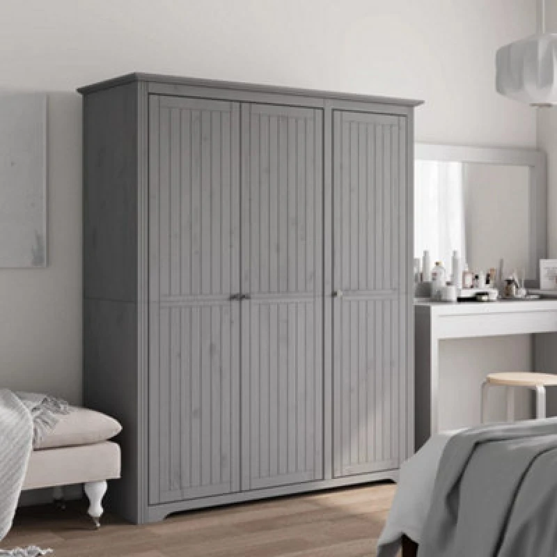 Image of VIDAXL Wardrobe bodo Grey 151.5x52x176.5cm Solid Wood Pine Vidaxl 8720845914035