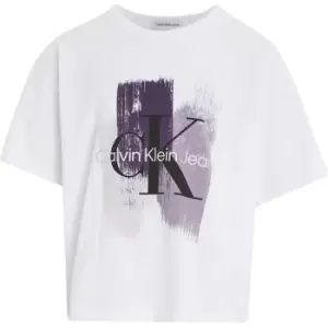 Image of Calvin Klein Jeans Brush Stroke Monogram T-Shirt - White