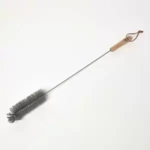 Image of HOMESCAPES Silo Bottle Cleaning Brush - Beige and Black - Beige and Black
