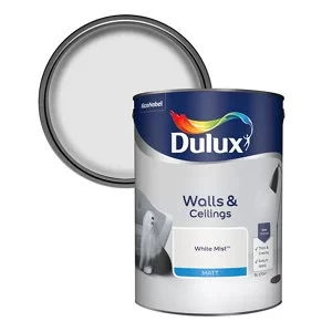 Image of Dulux Walls & Ceilings White Mist Matt Emulsion Paint 5L