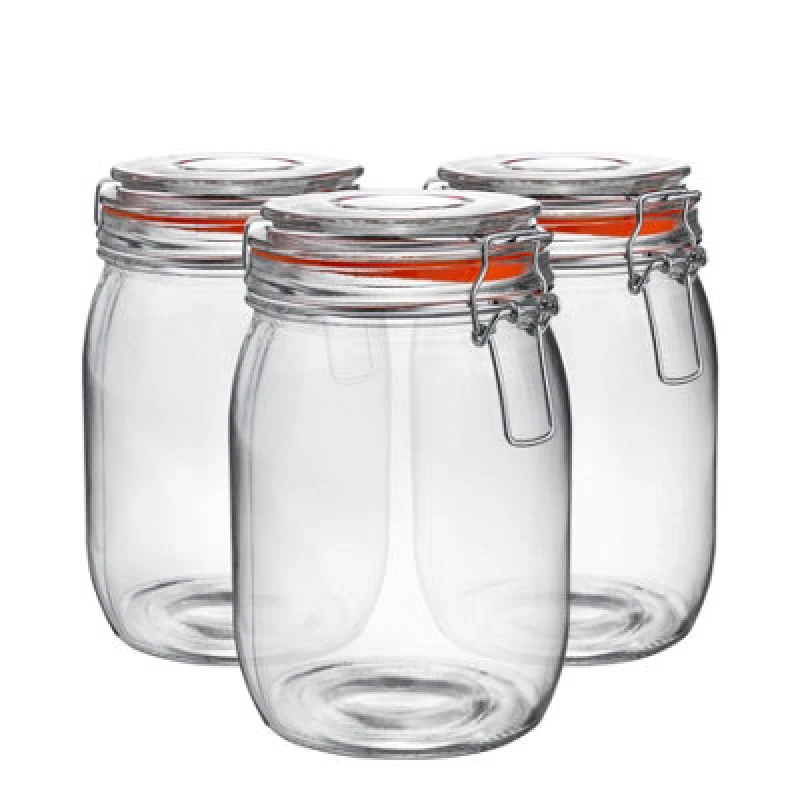 Image of Argon Tableware Glass Storage Jars - 1 Litre - Pack of 3 Orange