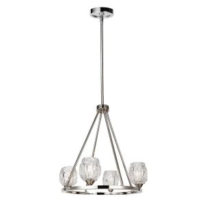 Image of Multi Arm Chandelier 4 Light Polished Nickel Finish, G9