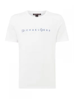 Image of Mens Michael Kors Striped Initials T Shirt White