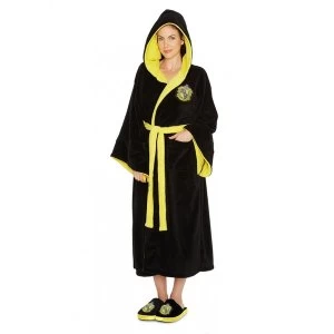 Image of Hufflepuff Harry Potter Ladies Black Fleece Robe with Hood