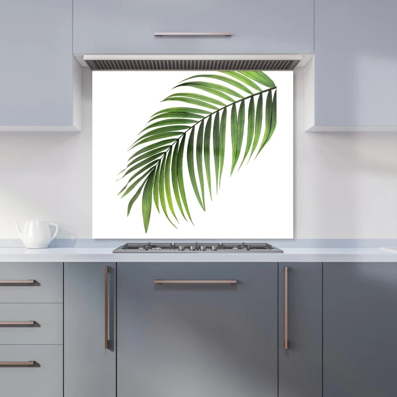 Image of Warren Reed - Designer Single Palm Leaf Kitchen Splashback in Green Size: 600mm x 650mm Green Unisex 600mm x 650mm