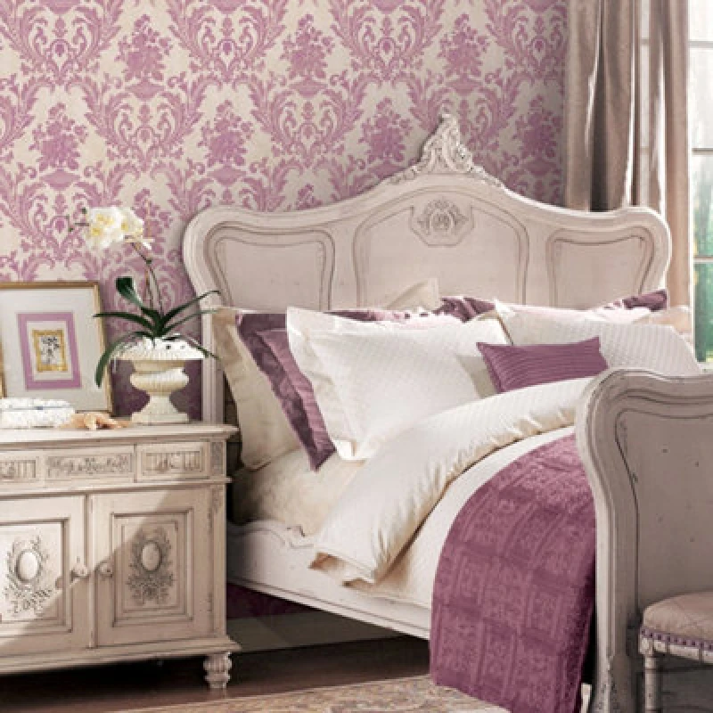 Image of Galerie Stripes And Damask 2 Pink Sari With Texture Smooth Wallpaper