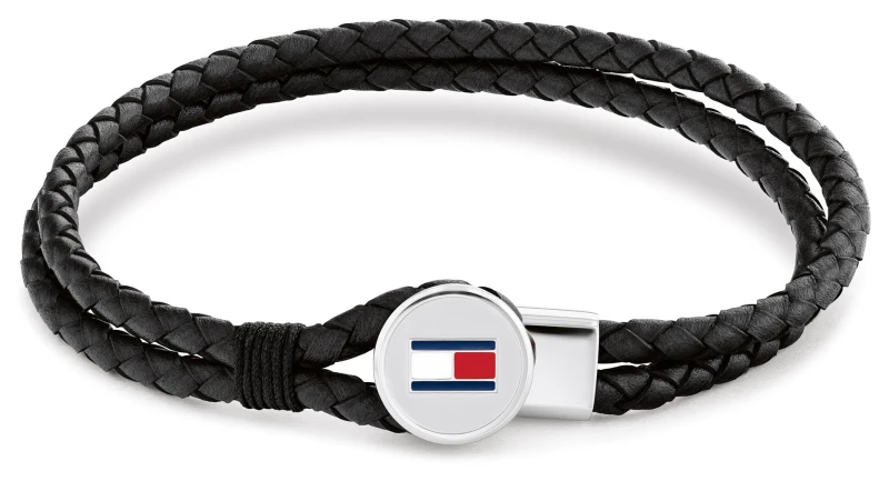Image of Tommy Hilfiger 2790654 Mens Bruce Black Leather Bracelet Jewellery