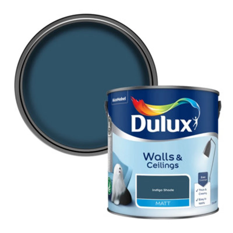 Image of Dulux Matt Indigo Shade 2.5L Paint One Colour X03WW Unisex