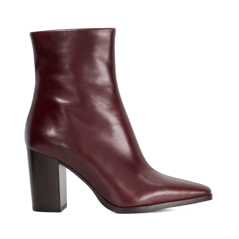 Image of Dune London Womens 'Patently' Leather Ankle Boots in Burgundy Size: 8 Burgundy Female 8