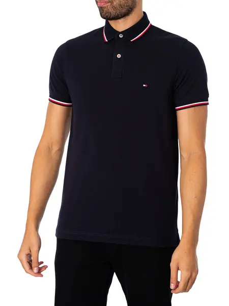 Image of Tommy Hilfiger Core Tipped Slim Polo Shirt Desert Sky XXL