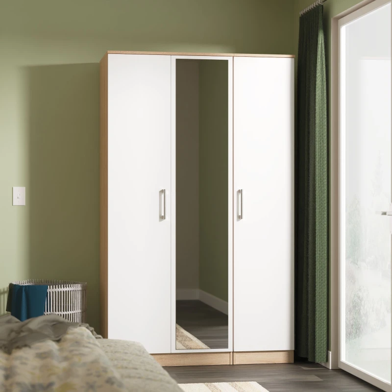 Image of Ready Assembled 2 U Cornwall Triple Mirror Wardrobe (Ready Assembled) Multicolor Unisex