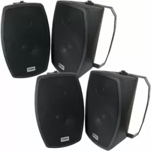 Image of 2x Pair 6.5' Outdoor Rated Black Wall Speakers 140W 8 Ohm IP55 Weatherproof