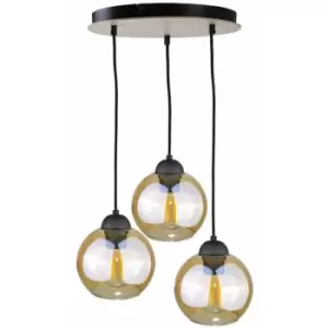 Image of Keter Ambre Cluster Pendant Ceiling Light Wood, 30cm, 3x E27
