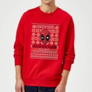 Image of Marvel Deadpool Christmas Sweatshirt - Red - L