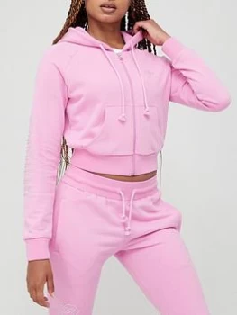 Image of adidas Originals Early 2000s Cropped Track Top - Pink, Size 6, Women