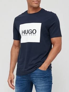 Image of Hugo Boss Dolive White Large Logo Navy T-Shirt