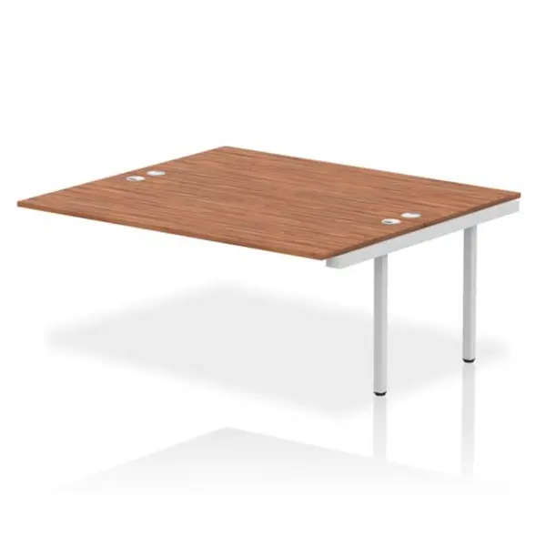 Image of Impulse Bench Dynamic Impulse W1800 x D1600 x H750mm Back to Back Bench Desk 2 Person Extension Kit Walnut Finish Silver Frame - IB00428 IB00428
