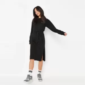 Image of Missguided Belted Sweater Midaxi Dress - Black