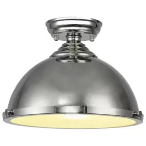 Image of Luminosa Luiz 31cm Flush Ceiling Lamp Fitting, E27, Polished Nickel, Frosted Glass