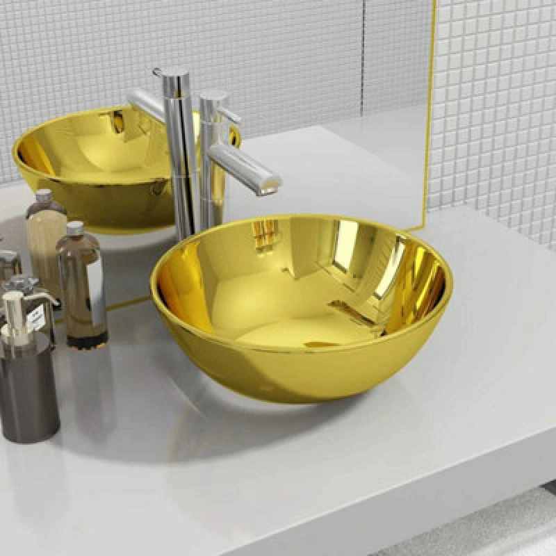 Image of Vidaxl Wash Basin 28X10 Cm Ceramic Gold