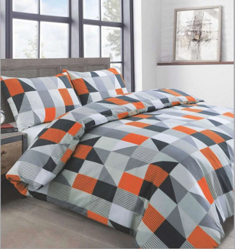 Image of Velosso Jazz Printed Cotton Rich King Duvet Cover And Pillowcase Set - Orange 5029497641560