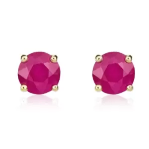Image of 9ct Yellow Gold Ruby 5mm Round Claw Set Stud Earrings
