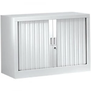 Image of Pierre Henry Tambour Cupboard Lockable with 1 Shelf Steel Generic 1000 x 430 x 695mm White