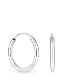 Image of Simply Silver Sterling Silver 925 Polished Sleeper Hoop Earrings, Silver, Women