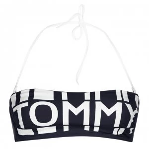 Image of Tommy Bodywear Bold Logo Bandeau Bikini Top - Navy Blazer