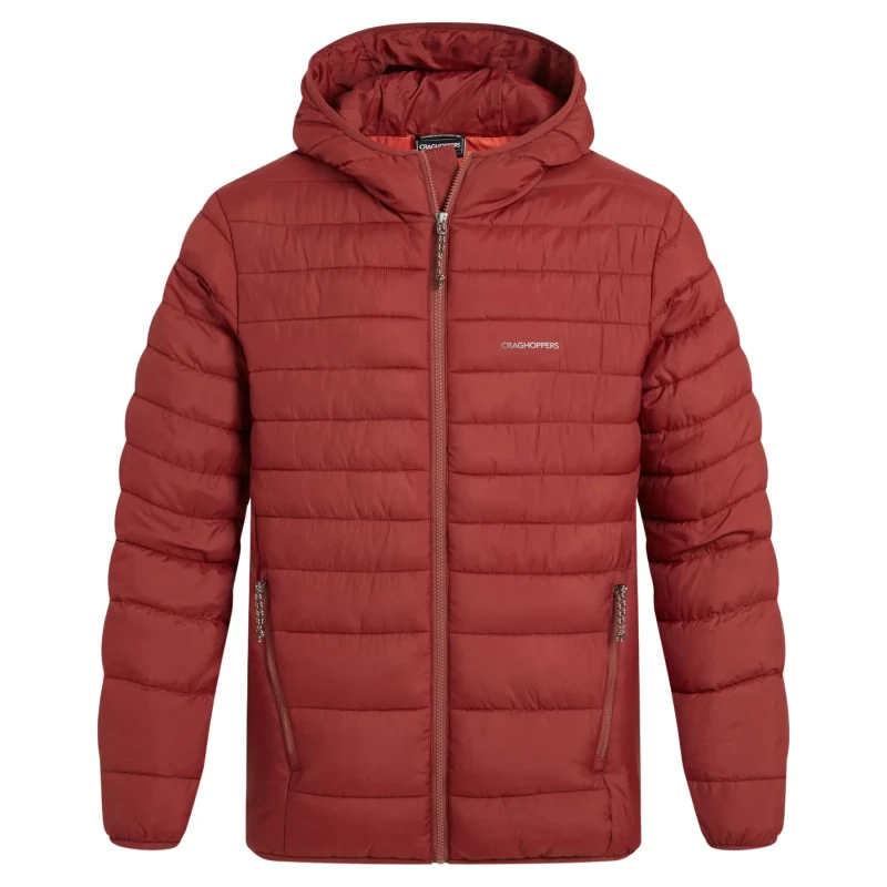 Image of Craghoppers Craghoppers Men Compresslite Hooded Baffled Hooded Insulated Jacket in Red Size: 2X-large Red XXL Male 5063260143349