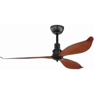 Image of Loops - Remote Control Electric Ceiling Fan Matt Black Steel Conservatory 1320mm