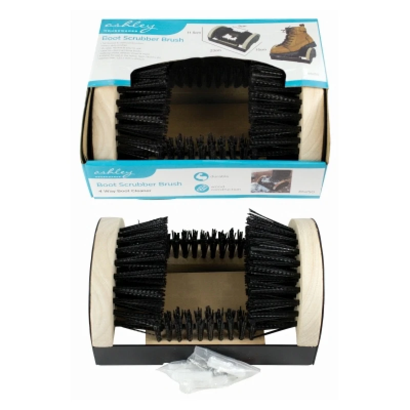 Image of Ashley Wooden Boot Scraper Brush - 23cm Natural