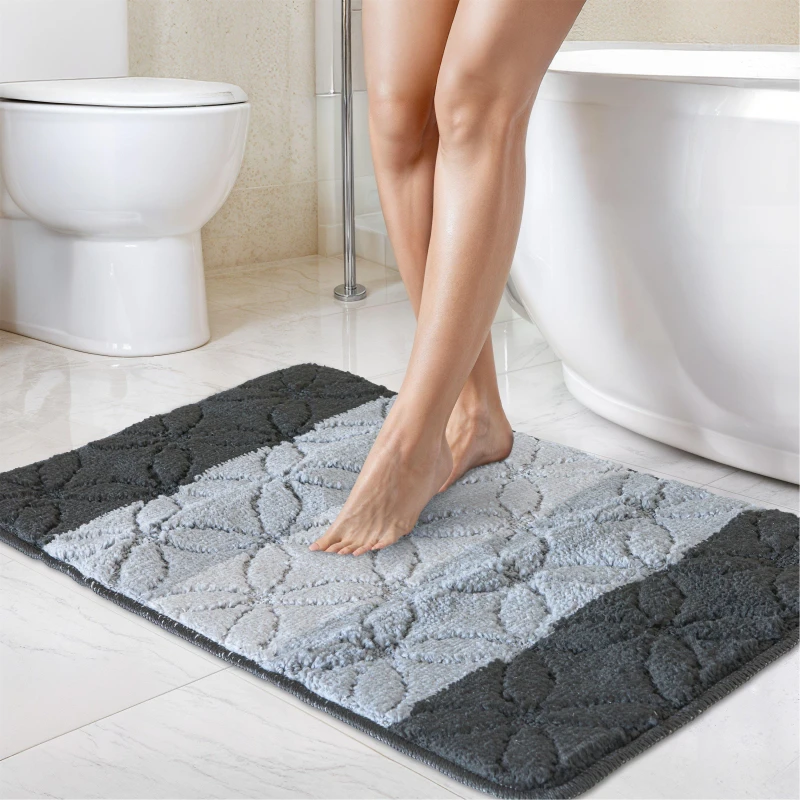 Image of Emma Barclay Halo - Tonal Stripe 2 Piece Bath set Bathmats 45x75cm Black 87877603000
