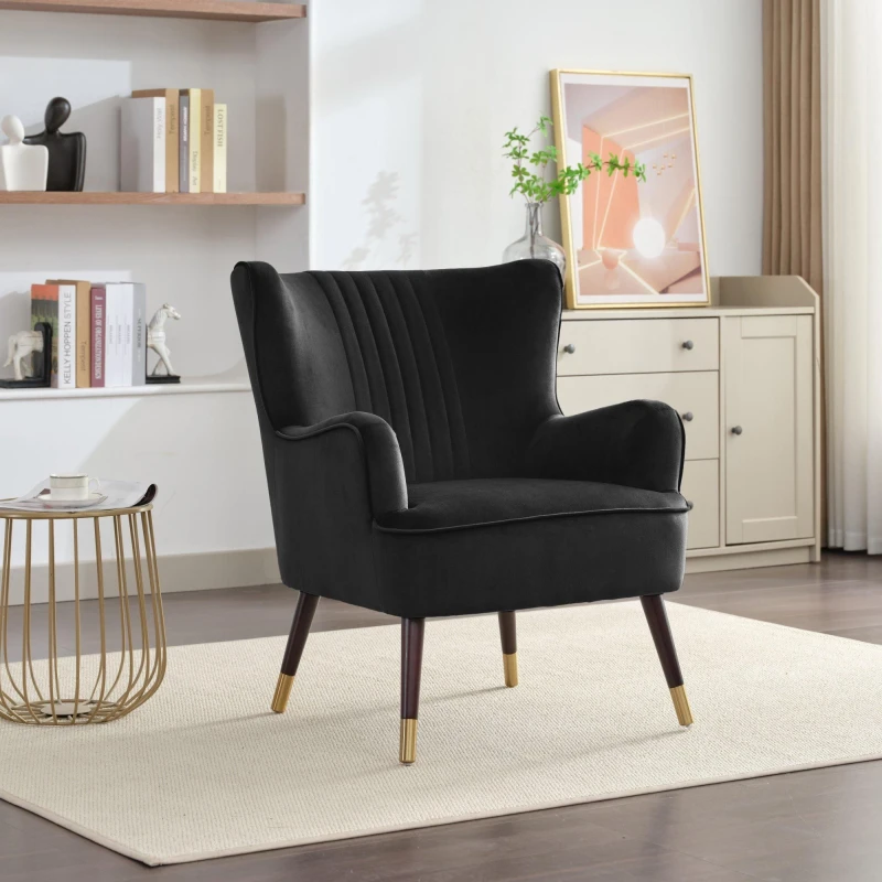 Image of Artemis Home Madison Velvet Fabric Accent Chair in Black Unisex