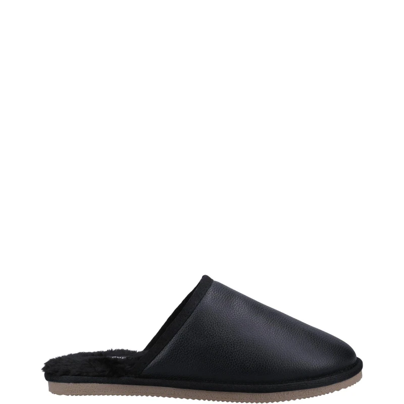 Image of Hush Puppies Hush Puppies Men 'Coady' Leather Slipper in Black Size: 6 Black 6 Male 5038600870193