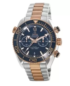 Image of Omega Seamaster Planet Ocean 600M Chronograph 45.5mm Sedna Gold & Steel Blue Dial Mens Watch 215.20.46.51.03.001 215.20.46.51.03.001